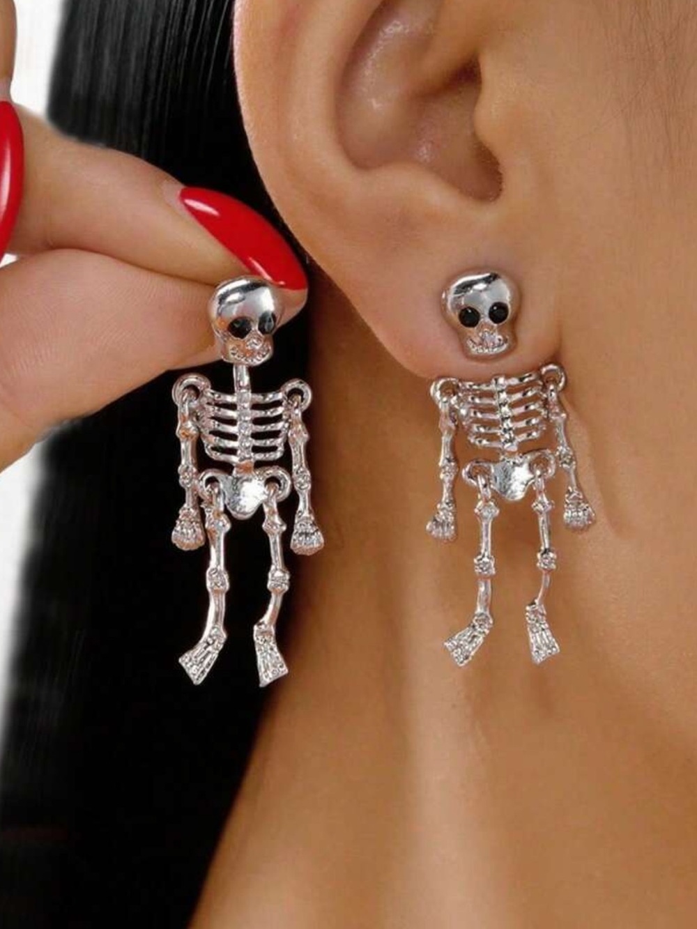 2pcs Halloween Skeleton/Bone Design Earrings, Suitable For Holiday Wear